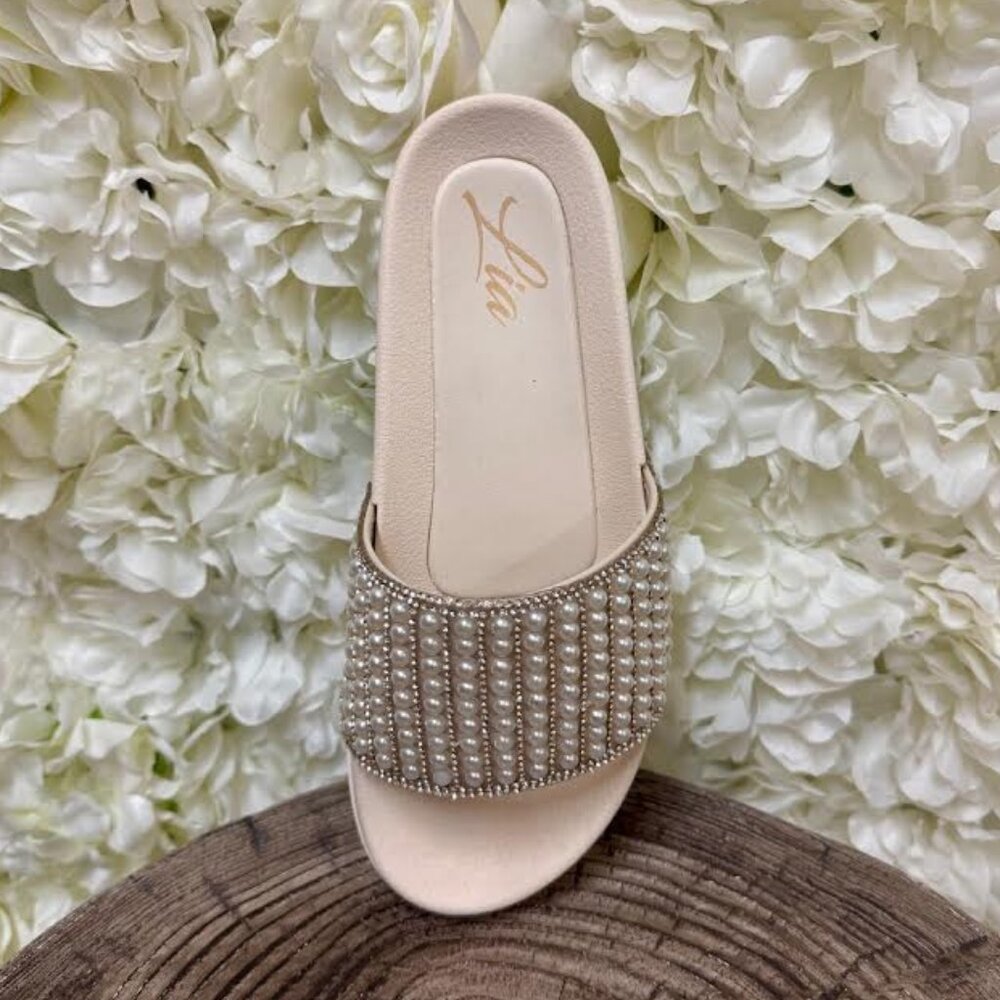 Cream Sandal with Pearl Detailing